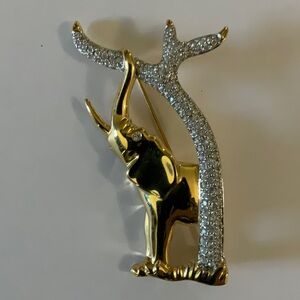 Gold and Black Elephant Brooch